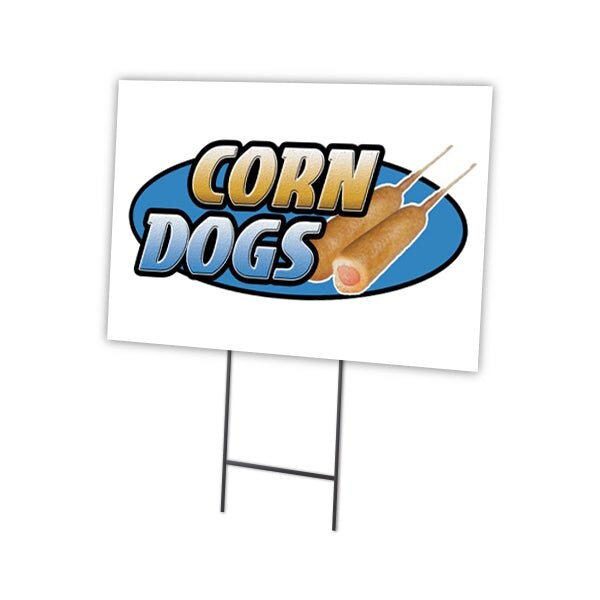 Corn Dogs Yard Sign & Stake outdoor plastic coroplast window, C-1824 Corn Dogs